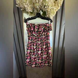 Floral Smocked Strapless Dress